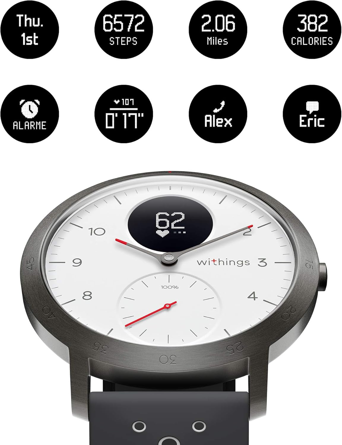 Steel HR Sport - Multisport Hybrid Smartwatch, Connected GPS, Heart Rate, Fitness Level via VO2 Max, Activity and Sleep Tracking, Notifications
