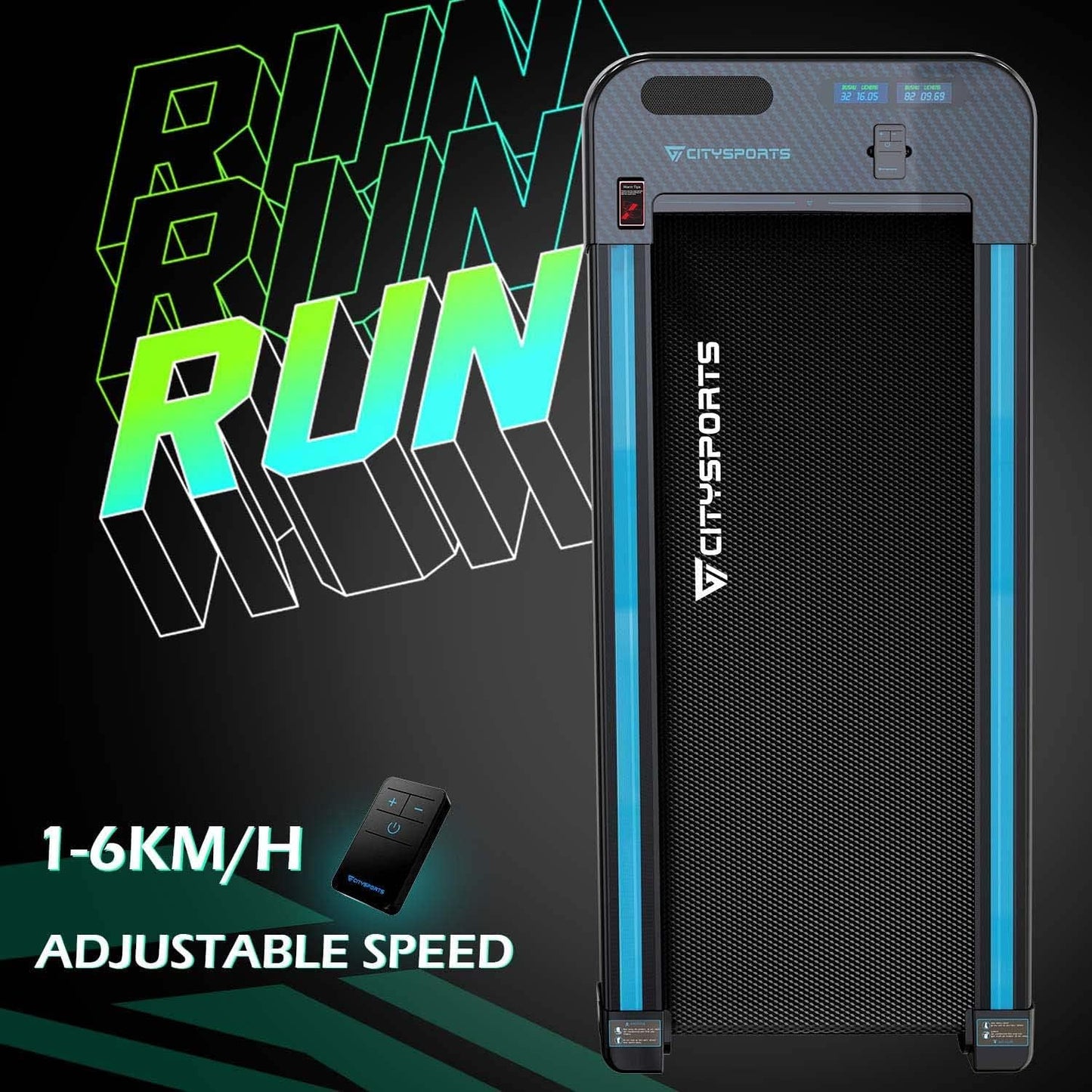 Treadmills for Home, under Desk Treadmill Walking Pad with Audio Speakers, Slim & Portable Remote Dual LED Display, Office Home (Green)