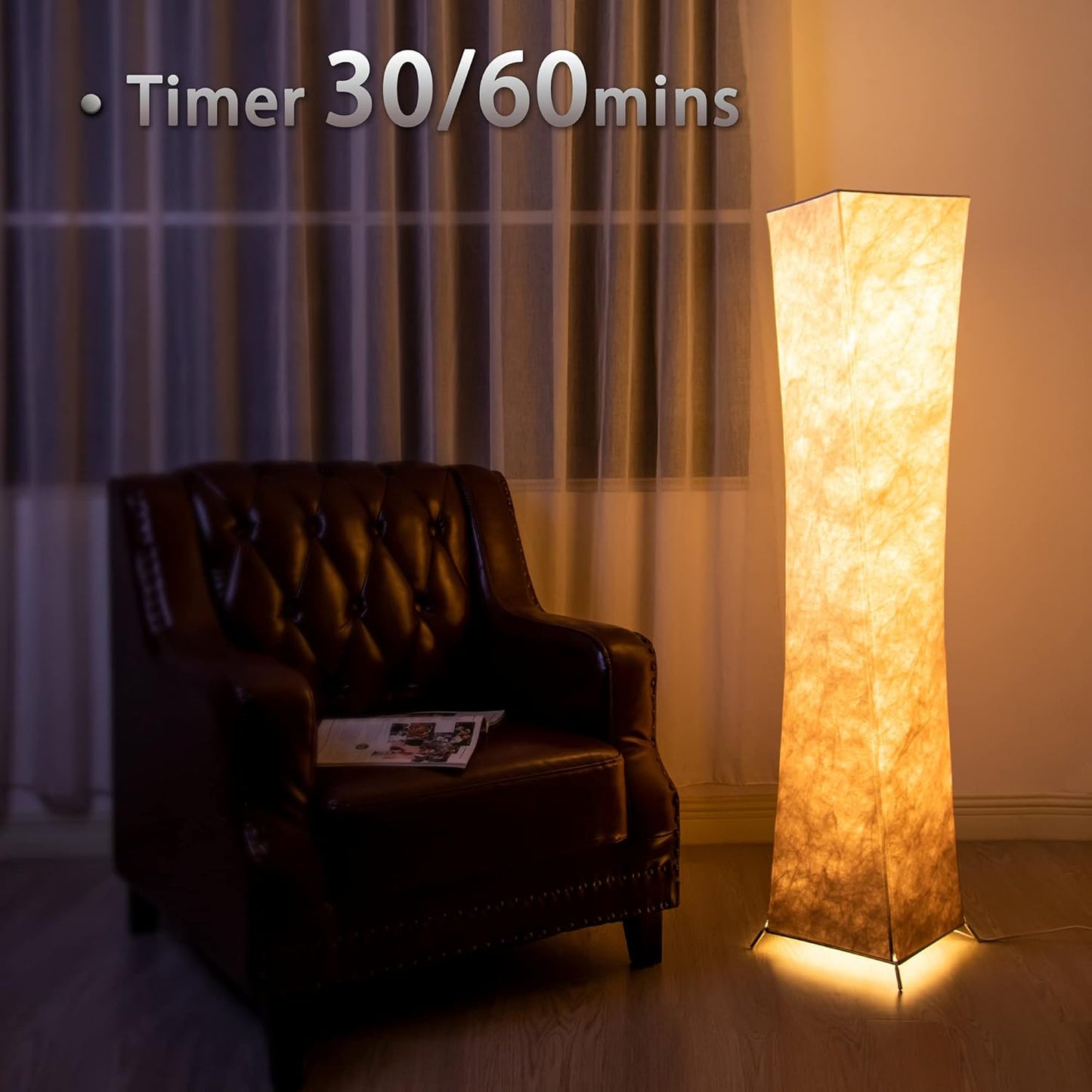 Floor Lamp, 52" (M) Column Floor Lamp, 10 Dimmable Brightness 2700K-6500K Color Temperature, Brown Gradient Lampshade with Remote, Modern Lamp for Living Room, Bedroom, Kids Room, Office
