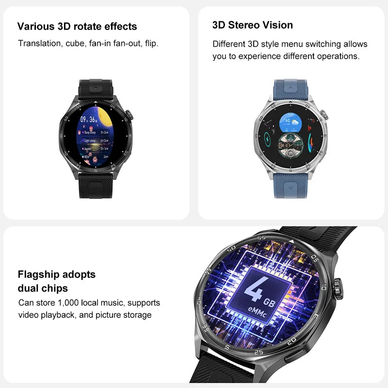2025 New 3D Dial Smartwatch Heart Rate Health Monitor Bluetooth Call Compass IP68 Waterproof Men'S Smartwatch for Huawei Xiaomi