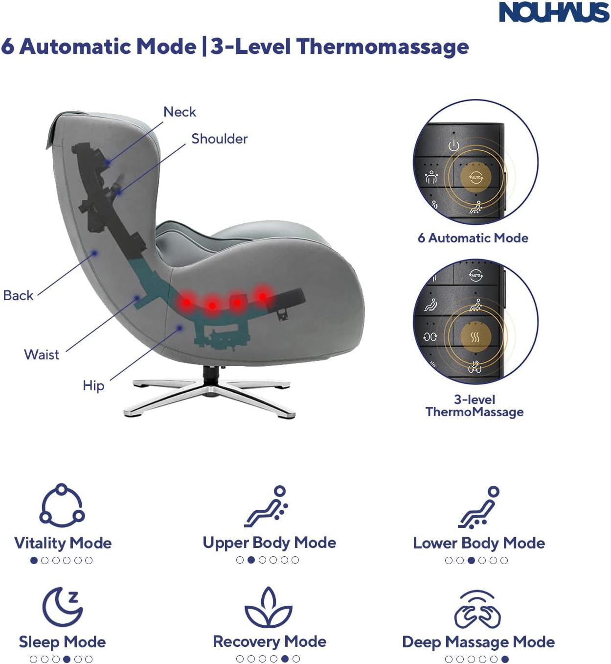 Heated Classic Massage Chair with Ottoman – Full Body & Spot Shiatsu Massager, Recliner with Bluetooth Speaker & In-Chair Charger – Portable & Ergonomic Design