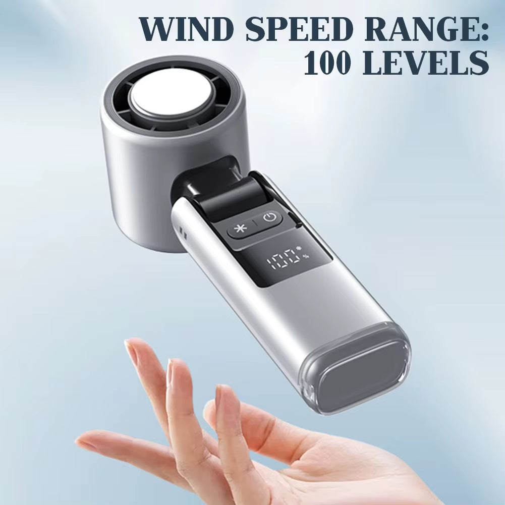 100 Turbos Chilled Ice Sensation Cold Fan Super Mini Turbos Speed Fan USB Powered Digital Display for Outdoor Camping Travel