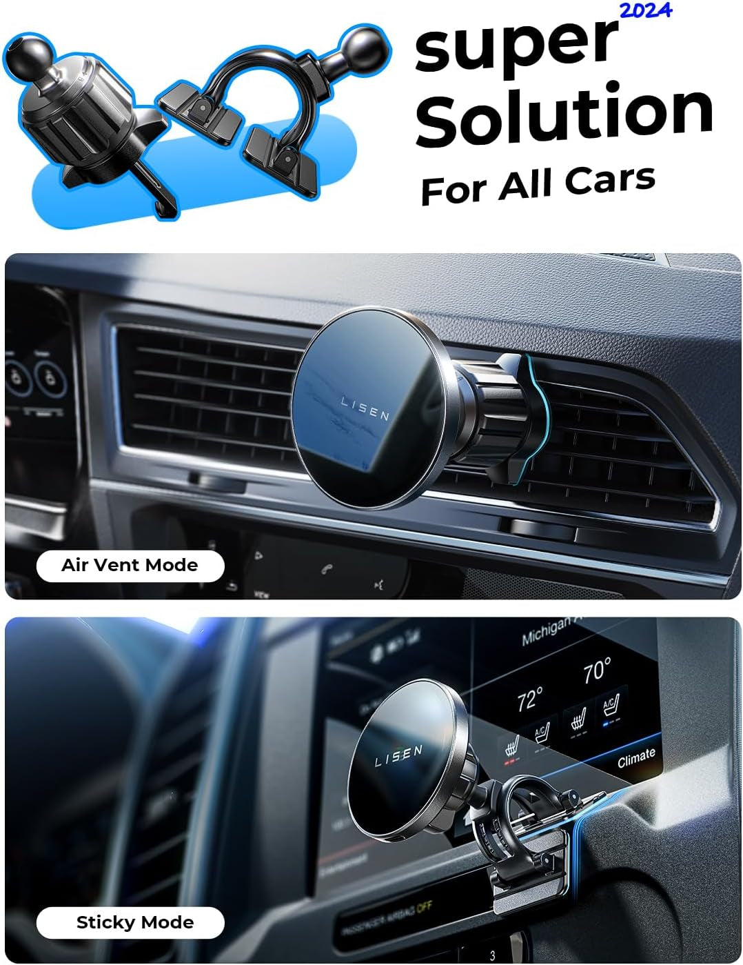 for 15W Magsafe Car Mount Charger,Super Fast Iphone Magnetic Wireless Car Charger for Iphone 16 Pro Max Accessories，Magsafe Charger Fits Iphone 16 15 14 13 12,Samsung with Magsafe Case