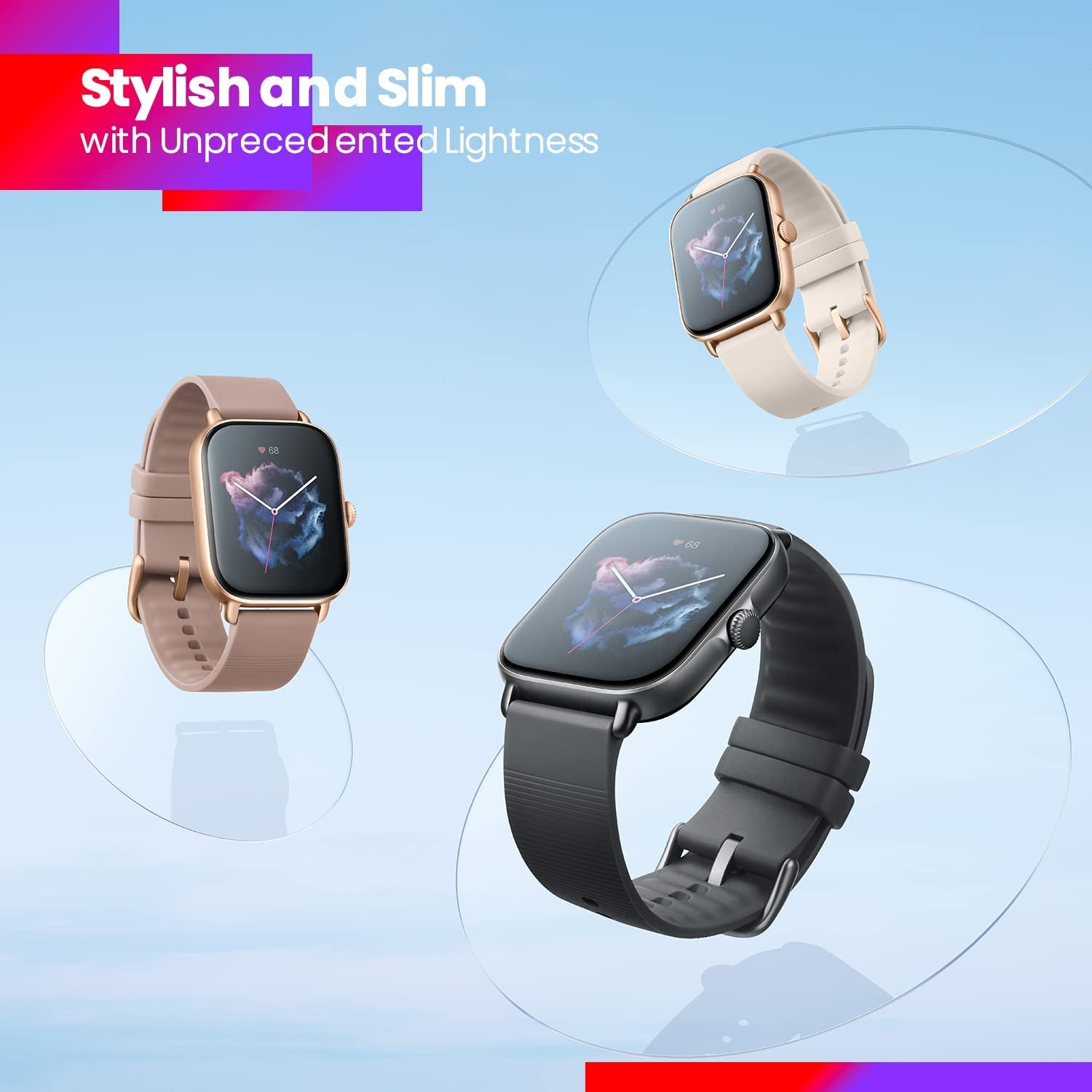 GTS 3 Smart Watch 42Mm for Android Iphone, Alexa Built-In, GPS, 12-Day Battery Life, Fitness Sports Watch with 150 Sports Modes, AMOLED Display, Sleep Heart Rate Health Tracker, Black