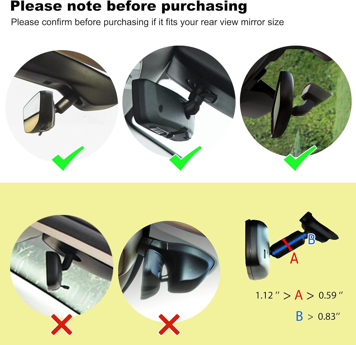 Phone Holder Car, Rear View Mirror Phone Holder - Aluminum Alloy Mount Multi-Angle Adjustment Rotatable and Retractable Compatible with All 4-7 Inch Iphone and Android Cell Phones