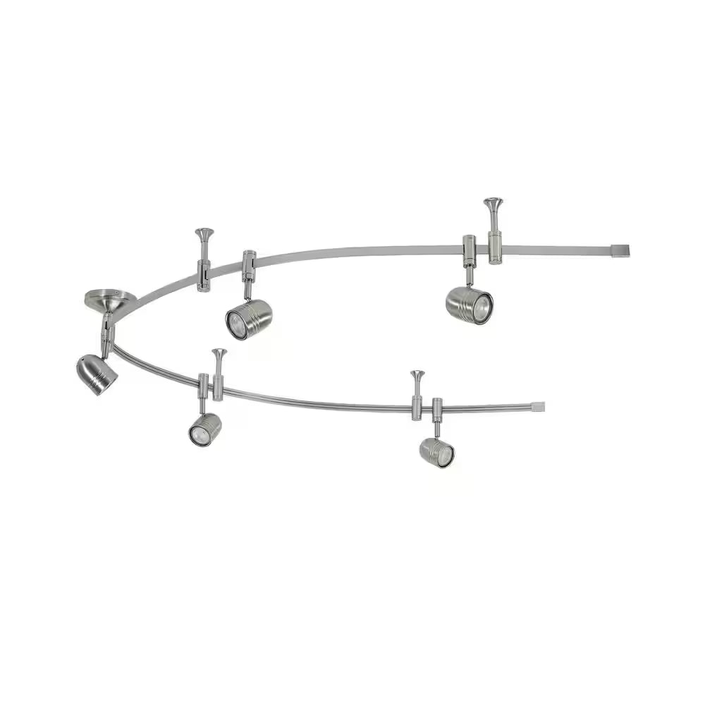 Flex Track 8 Ft. Brushed Nickel LED Ceiling Mounted Hard Wired Track Lighting Kit with Pinhole Head