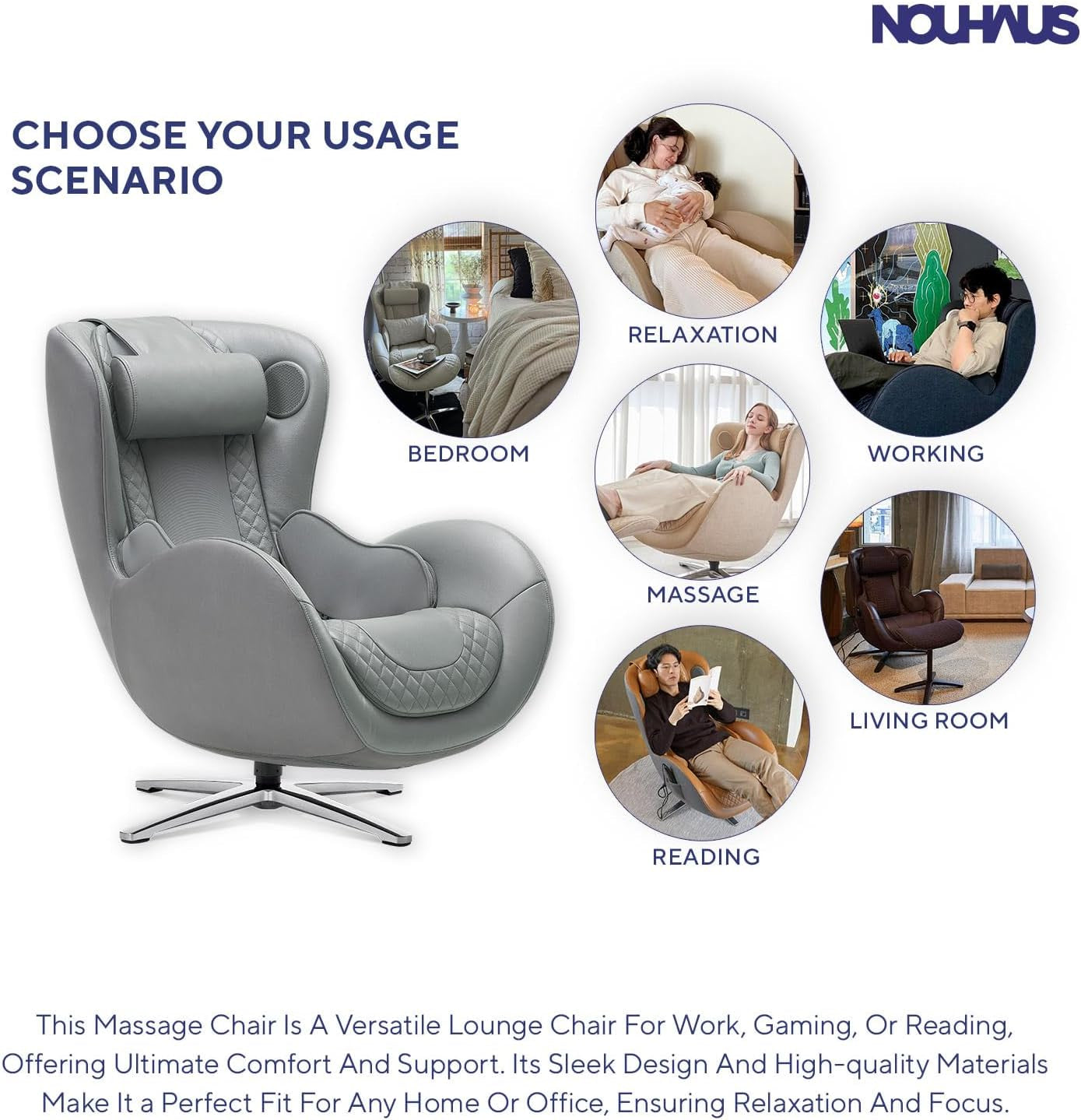 Heated Classic Massage Chair with Ottoman – Full Body & Spot Shiatsu Massager, Recliner with Bluetooth Speaker & In-Chair Charger – Portable & Ergonomic Design