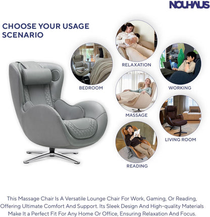 Heated Classic Massage Chair with Ottoman – Full Body & Spot Shiatsu Massager, Recliner with Bluetooth Speaker & In-Chair Charger – Portable & Ergonomic Design
