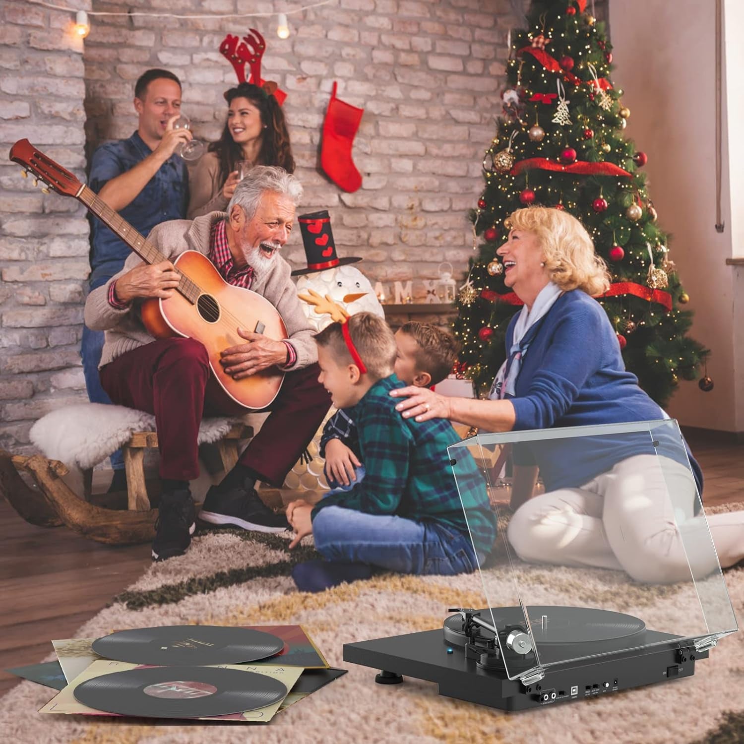 Vinyl Record Player Turntable with Bluetooth Output,Usb Recording,Counter Weight,Magnetic Cartridge,Belt Driven Turntable for Vinyl Records