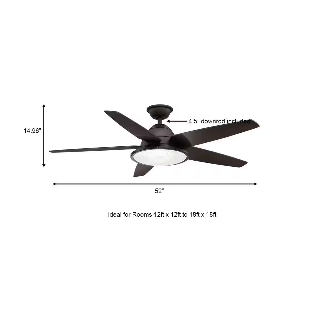 Berwick 52 In. LED Outdoor Espresso Bronze Ceiling Fan with Light