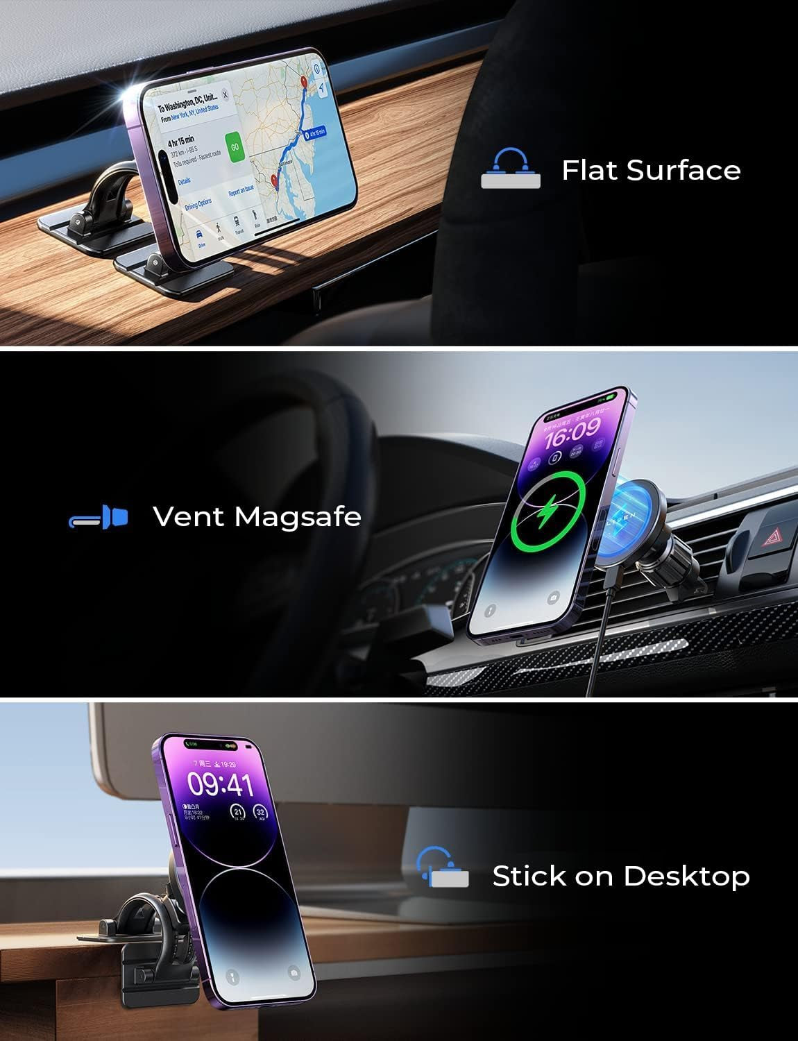 for 15W Magsafe Car Mount Charger,Super Fast Iphone Magnetic Wireless Car Charger for Iphone 16 Pro Max Accessories，Magsafe Charger Fits Iphone 16 15 14 13 12,Samsung with Magsafe Case