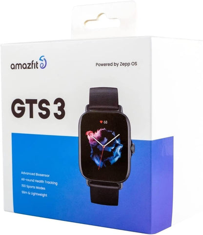 GTS 3 Smart Watch 42Mm for Android Iphone, Alexa Built-In, GPS, 12-Day Battery Life, Fitness Sports Watch with 150 Sports Modes, AMOLED Display, Sleep Heart Rate Health Tracker, Black