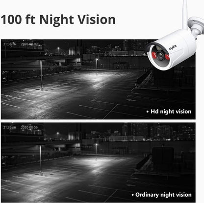 Wireless Security Camera System  1080P 8 Channel Wifi IP NVR with 4 Pcs Outdoor Wireless CCTV Surveillance Cameras for Remote Access, Home Business, AI Human Detection, No Hard Drive
