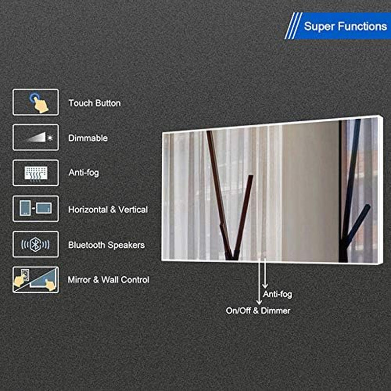 Dimmable LED Bathroom Mirror with Touch Button, anti Fog Slim Mirror with Cold White Lights, Vertical & Horizontal Mount Makeup Mirror over Vanity, 24X32 in (D-D414-2432)
