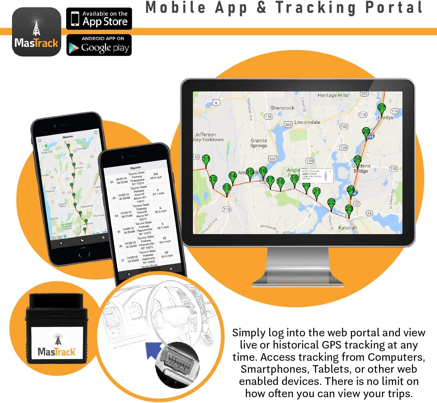- GPS Tracker W/No Contract | Track on Computer Smartphone | Fleet Monitoring Tracking Employees, Teens, Spouse| Plug into OBD Port Instant Alerts & Engine Diagnostics