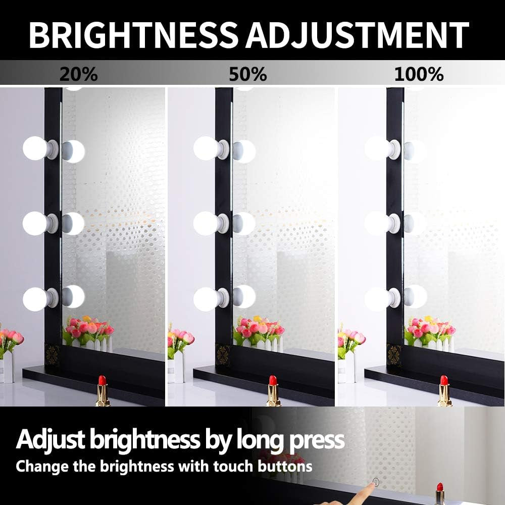 Hollywood Lighted Vanity Mirror, Tabletop Makeup Mirror with 12 Dimmer LED Bulbs, Large Dressing Cosmetic Mirror(Black)
