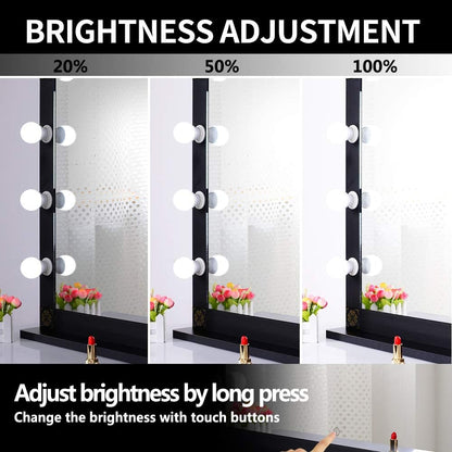 Hollywood Lighted Vanity Mirror, Tabletop Makeup Mirror with 12 Dimmer LED Bulbs, Large Dressing Cosmetic Mirror(Black)