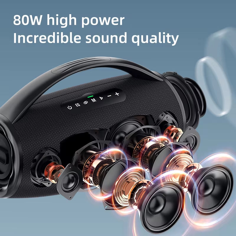 -S97 80W Bluetooth Speaker Powerful Wireless Speaker with Portable Handle, for Party, Camping,Rgb Colorful Light