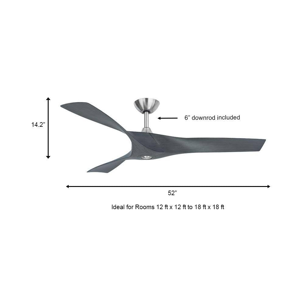 Wesley 52 In. Indoor/Outdoor Greywood DC Motor Ceiling Fan with Remote Control Works with Google and Alexa