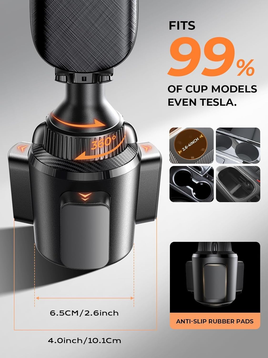 Cup Phone Holder for Car No Shaking Car Phone Holder Mount, 360° Adjustable Car Accessories for Women Truck SUV, Golf Accessories for Iphone 16E 16 15 14 13 Pro Max Samsung S25 All 4-7'' Phone