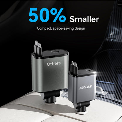 4 in 1 Retractable Car Charger,Smaller Super Fast Car Phone Charger with Retractable Cords, Car Charger Fast Charging,Usb C Car Charger Adpater Compatible with Iphone 16 15 14 13 Pro Max,Galaxy,Pixel