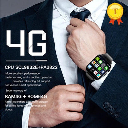 New RAM 4GB ROM 64GB 1.99 Inch 4G Call Smart Watch GPS Wifi Dual Camera SIM Heartrate Testing Waterproof Sports Men Smartwatch