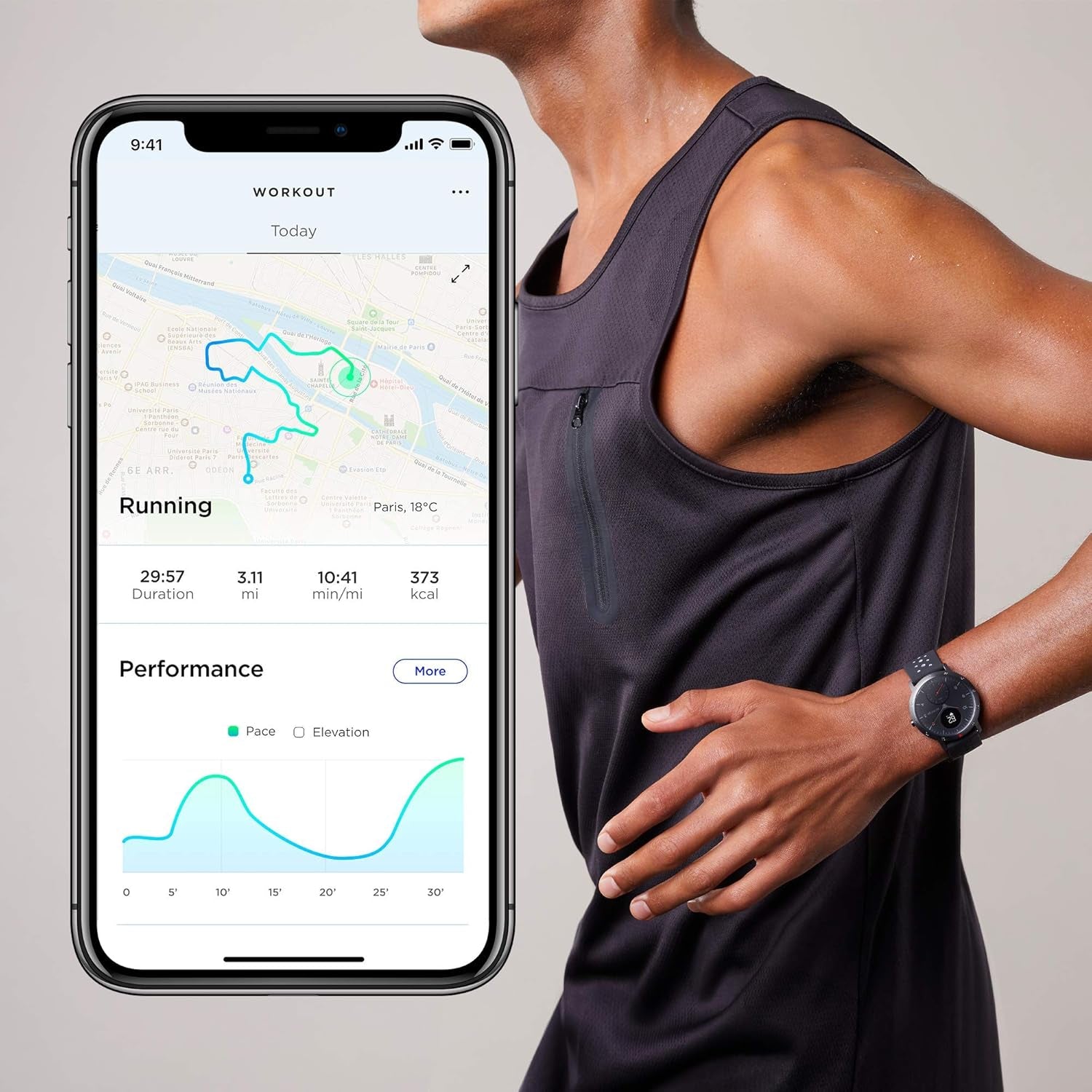 Steel HR Sport - Multisport Hybrid Smartwatch, Connected GPS, Heart Rate, Fitness Level via VO2 Max, Activity and Sleep Tracking, Notifications