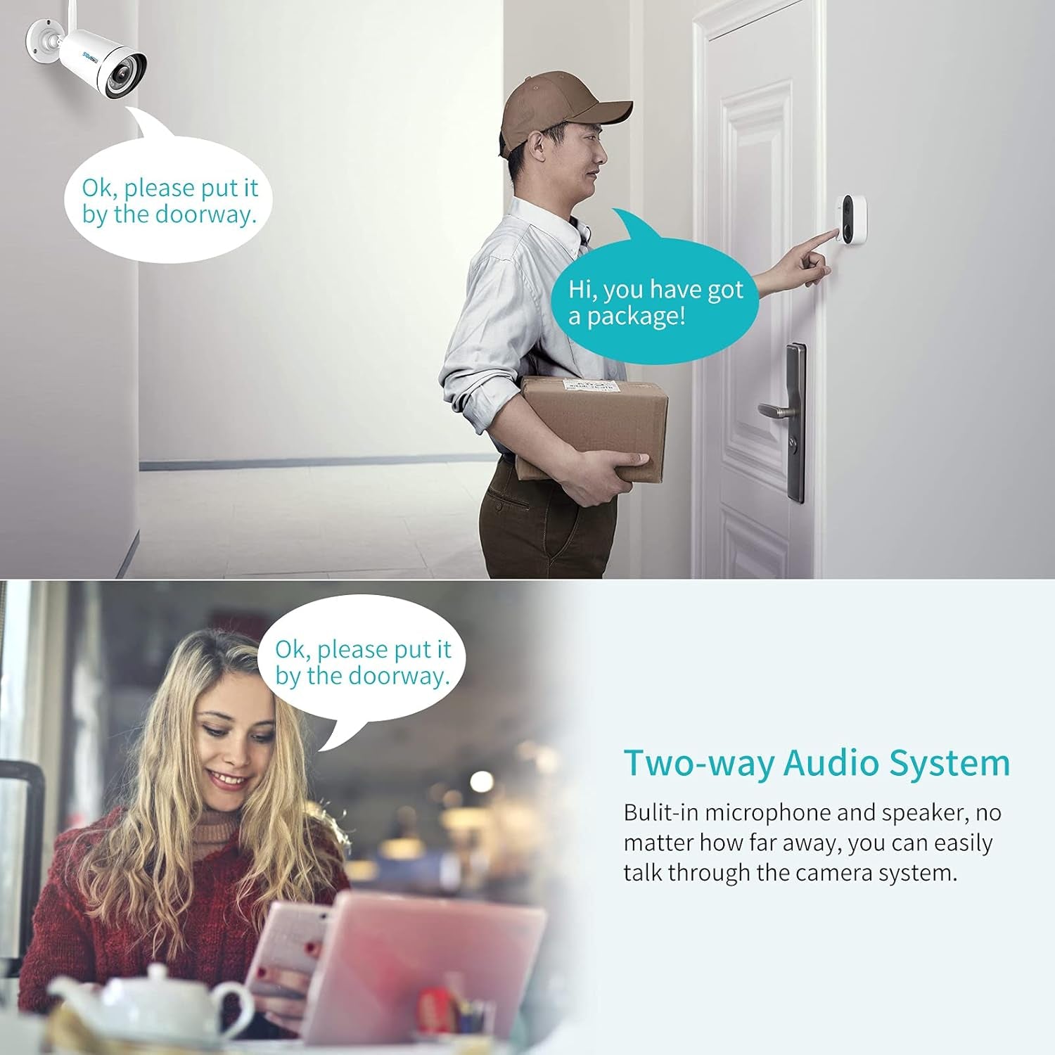 Wifi Security Camera System Face Detection 3MP Two Way Audio Security Cameras,8Channel NVR, Mobile&Pc Remote, IP66, Siren Alarm 7/24 Recording Night Vision with 500GB Hard Drive