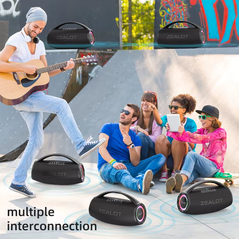 -S97 80W Bluetooth Speaker Powerful Wireless Speaker with Portable Handle, for Party, Camping,Rgb Colorful Light