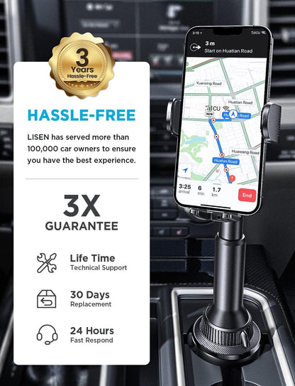 Cup Phone Holder for Car No Shaking Car Phone Holder Mount, 360° Adjustable Car Accessories for Women Truck SUV, Golf Accessories for Iphone 16E 16 15 14 13 Pro Max Samsung S25 All 4-7'' Phone