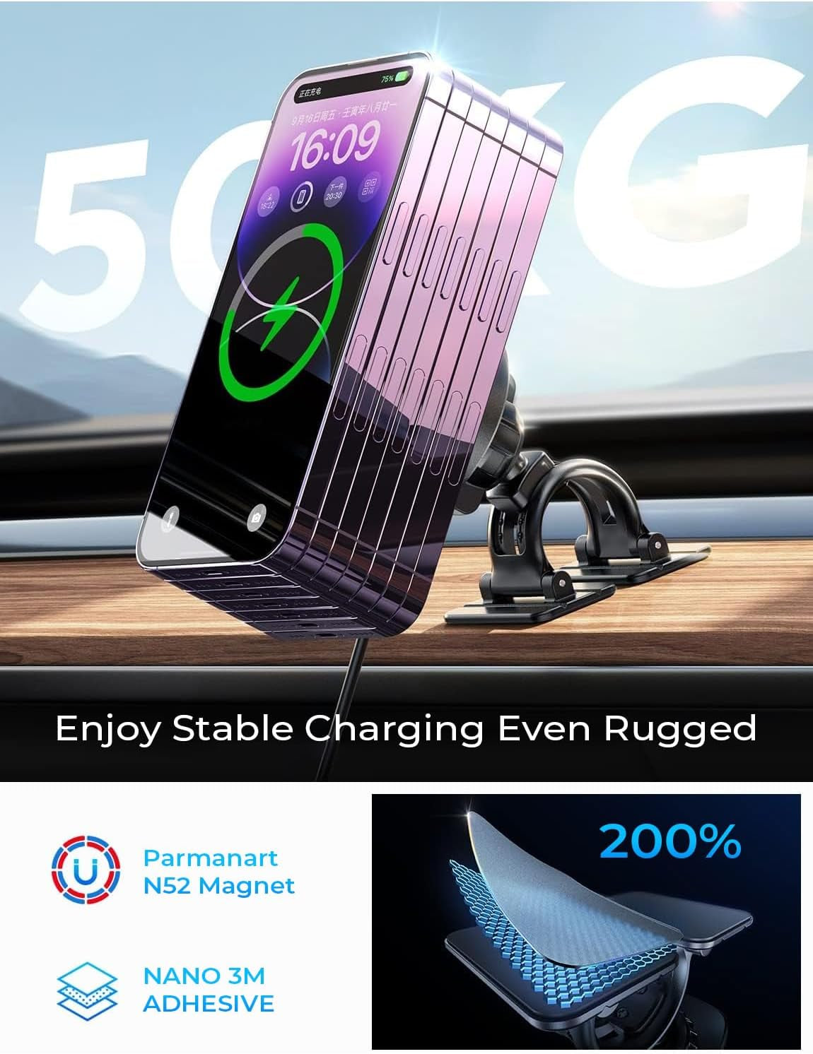 for 15W Magsafe Car Mount Charger,Super Fast Iphone Magnetic Wireless Car Charger for Iphone 16 Pro Max Accessories，Magsafe Charger Fits Iphone 16 15 14 13 12,Samsung with Magsafe Case
