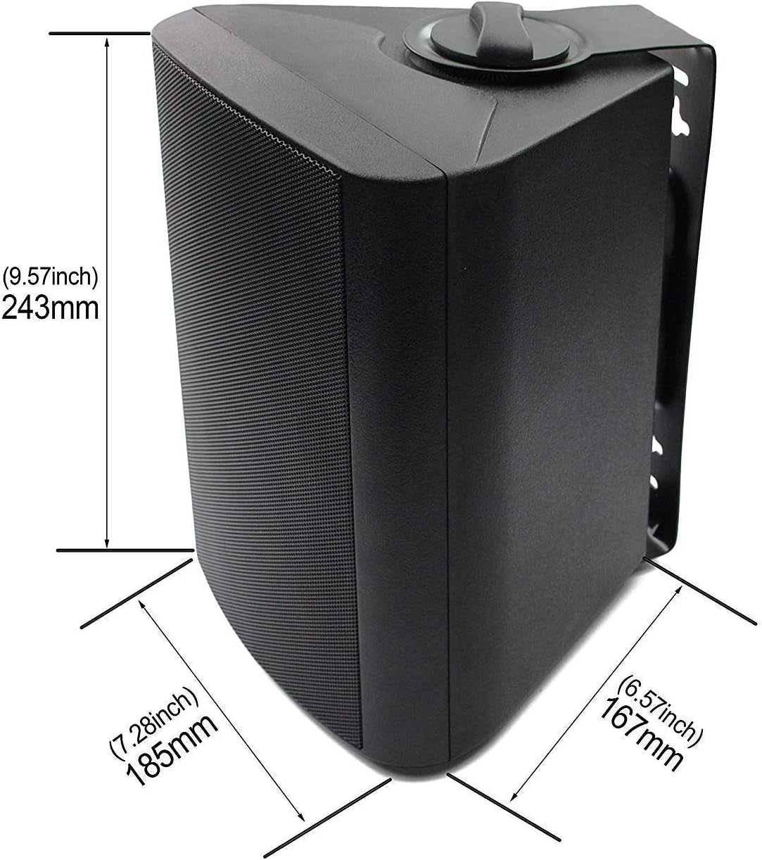 5.25 Inch Indoor Outdoor Bluetooth Speakers Patio Waterproof Wired Wall Mount System 300 Watts (Black)