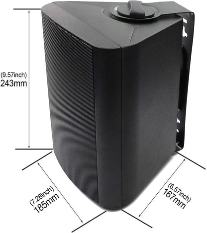 5.25 Inch Indoor Outdoor Bluetooth Speakers Patio Waterproof Wired Wall Mount System 300 Watts (Black)