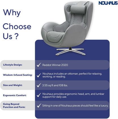 Heated Classic Massage Chair with Ottoman – Full Body & Spot Shiatsu Massager, Recliner with Bluetooth Speaker & In-Chair Charger – Portable & Ergonomic Design