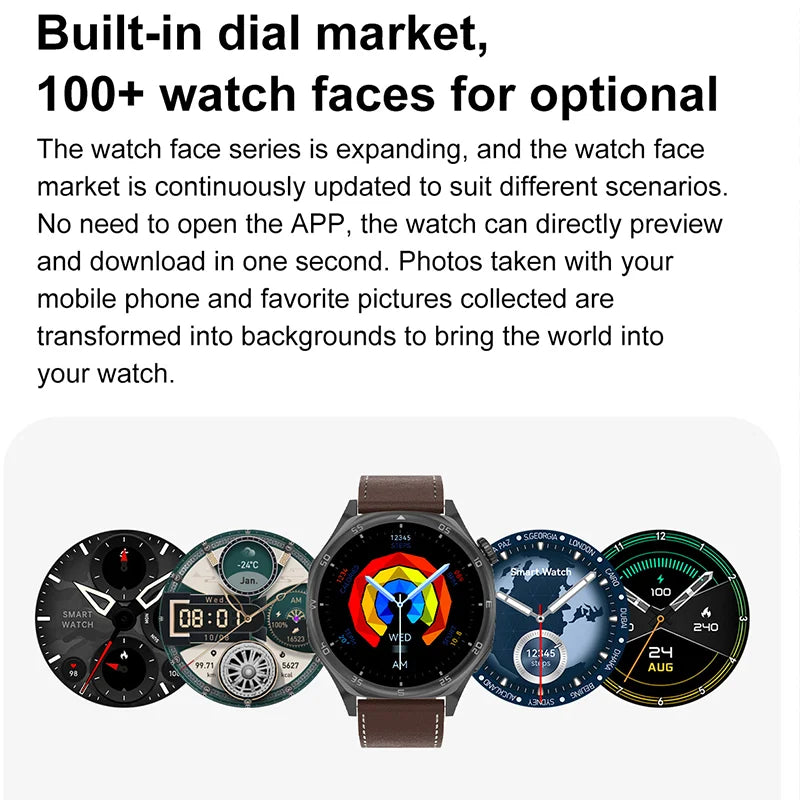 2025 New 3D Dial Smartwatch Heart Rate Health Monitor Bluetooth Call Compass IP68 Waterproof Men'S Smartwatch for Huawei Xiaomi