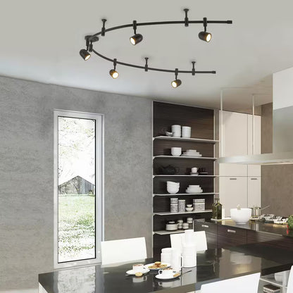 Flex Track 8 Ft. Bronze LED Ceiling Mounted Hard Wired Track Lighting Kit with Pinhole Head