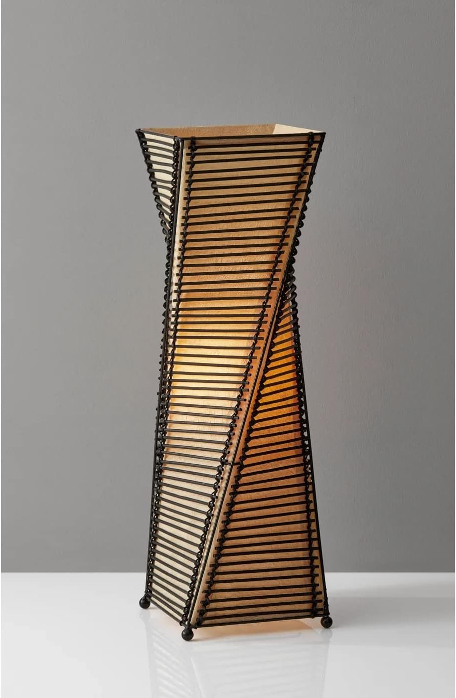 4045-01 Stix 24.5" Table Lantern, Wood, Black, Smart Outlet Compatible