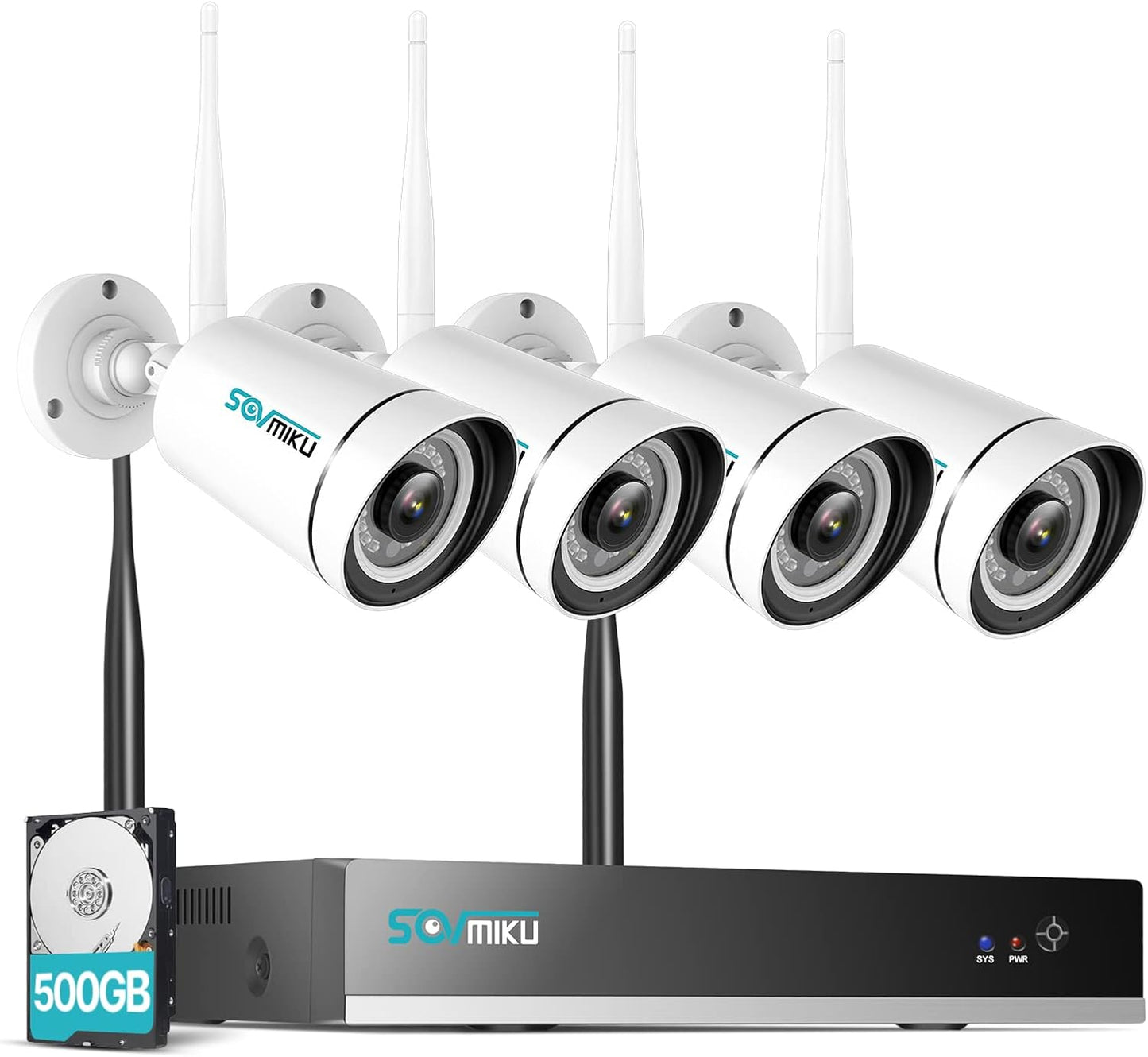 Wifi Security Camera System Face Detection 3MP Two Way Audio Security Cameras,8Channel NVR, Mobile&Pc Remote, IP66, Siren Alarm 7/24 Recording Night Vision with 500GB Hard Drive