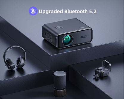 Auto Focus/4K Support Native 1080P Projector with Wifi 6 and Bluetooth 5.2 600ANSI Outdoor Home Projector 6D Keystone