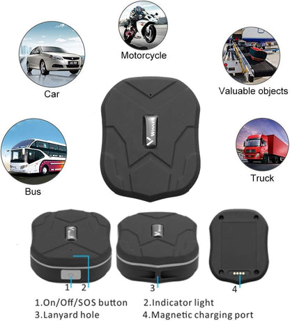 Mini GPS Tracker for Vehicles Hidden Magnetic Mini GPS Locator Real-Time Anti-Theft Micro GPS Tracking Device for Kids, Elderly, Wallet, Luggage(Mini TK905)