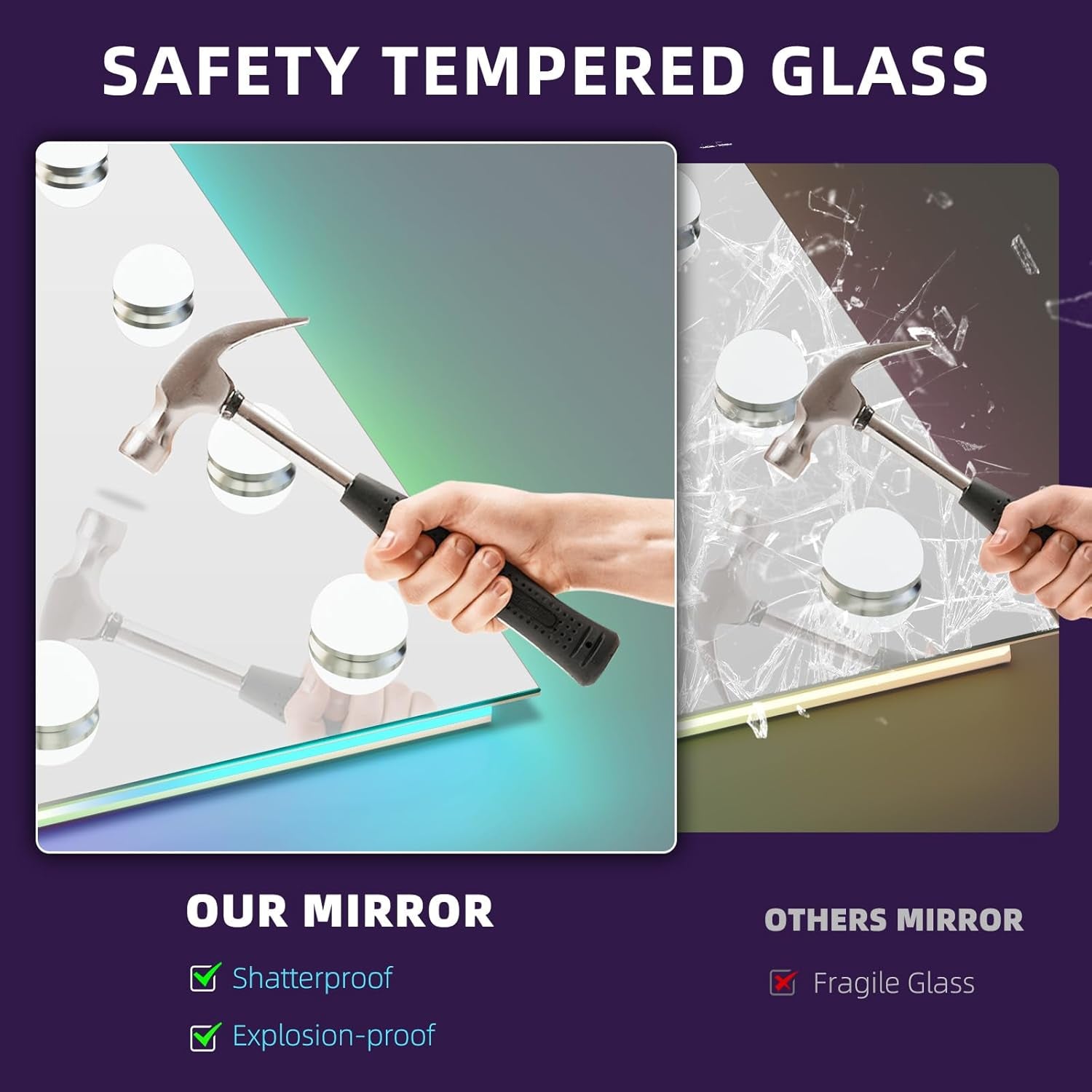 31.5X22.8 Inch RGB LED Vanity Mirror with Light and RGB Backlit Hollywood Lighted Makeup Mirror, Smart Touch Control Light Mirror with Memory Function