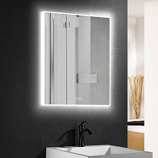 Dimmable LED Bathroom Mirror with Touch Button, anti Fog Slim Mirror with Cold White Lights, Vertical & Horizontal Mount Makeup Mirror over Vanity, 24X32 in (D-D414-2432)