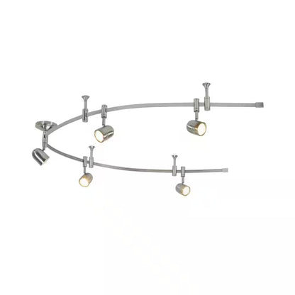 Flex Track 8 Ft. Brushed Nickel LED Ceiling Mounted Hard Wired Track Lighting Kit with Pinhole Head