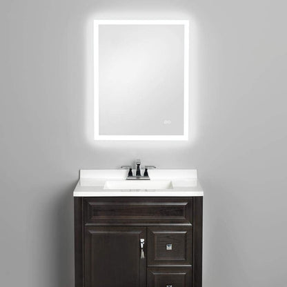 LED Bathroom Mirror with Bluetooth Speakers, Frameless Rectangular Wall Mounted Horizontal or Vertical Vanity, Dimmable Bright White 6400K Temperature