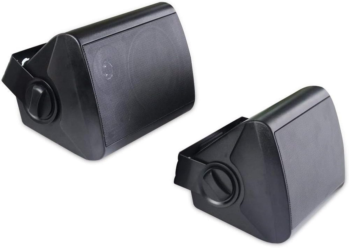 5.25 Inch Indoor Outdoor Bluetooth Speakers Patio Waterproof Wired Wall Mount System 300 Watts (Black)