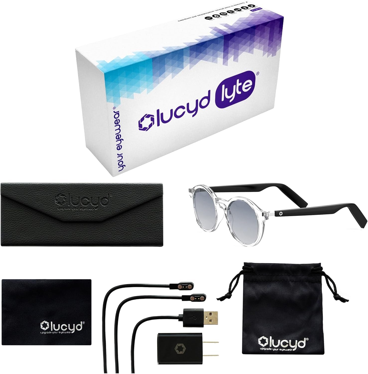 Lyte Bluetooth Audio Sunglasses for Men & Women – Smart Glasses with Headphones, Speaker and Wireless Mic - Compatible with Alexa and Siri - Moonbeam