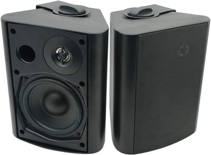 5.25 Inch Indoor Outdoor Bluetooth Speakers Patio Waterproof Wired Wall Mount System 300 Watts (Black)