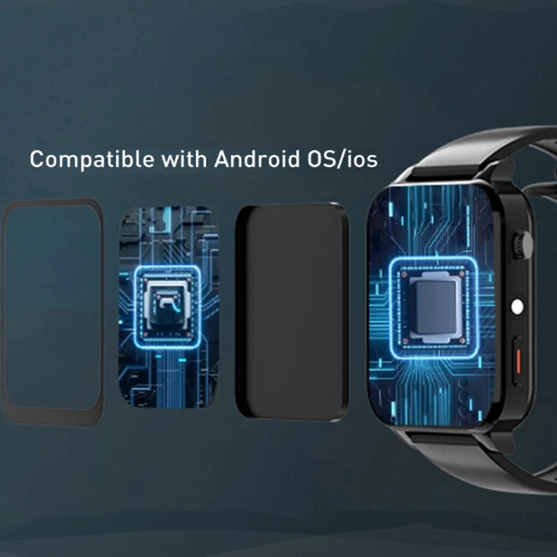 New RAM 4GB ROM 64GB 1.99 Inch 4G Call Smart Watch GPS Wifi Dual Camera SIM Heartrate Testing Waterproof Sports Men Smartwatch