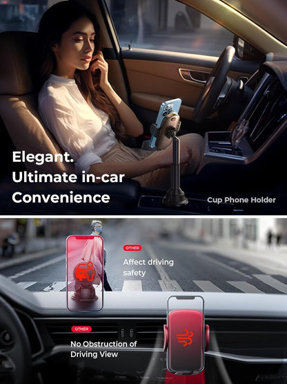Cup Phone Holder for Car No Shaking Car Phone Holder Mount, 360° Adjustable Car Accessories for Women Truck SUV, Golf Accessories for Iphone 16E 16 15 14 13 Pro Max Samsung S25 All 4-7'' Phone