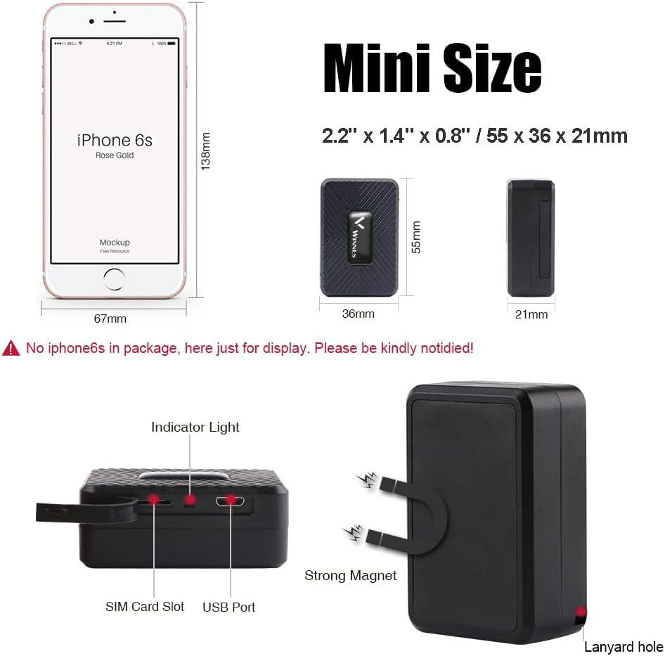 Mini GPS Tracker Magnetic Mini GPS Locator Anti-Theft Anti-Lost Real Time Micro GPS Tracking Device for Kids, Elderly, Wallet, Luggage and Important Document(Tk901)